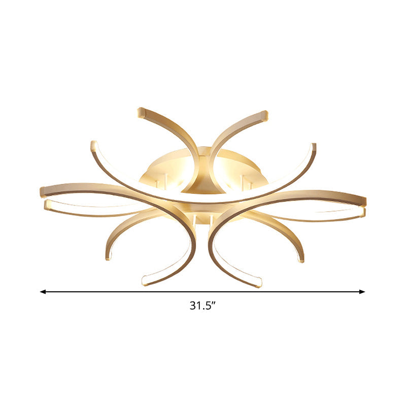 Lampe semi-encastrée à DEL incurvée de 23,5"/31,5" de largeur – Éclairage acrylique moderne pour plafond proche – Options de lumière chaude/blanche