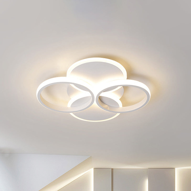 Simple LED Ceiling Mount Lighting Fixture in Warm/White Light with Acrylic Ring - Black/White, 16"/19.5" Width