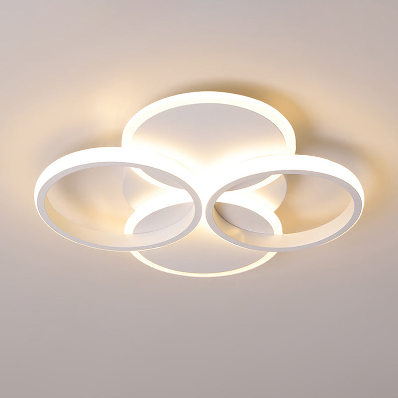 Simple LED Ceiling Mount Lighting Fixture in Warm/White Light with Acrylic Ring - Black/White, 16"/19.5" Width