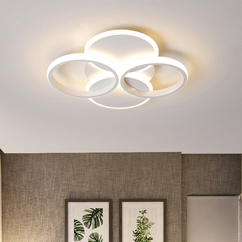 Simple LED Ceiling Mount Lighting Fixture in Warm/White Light with Acrylic Ring - Black/White, 16"/19.5" Width
