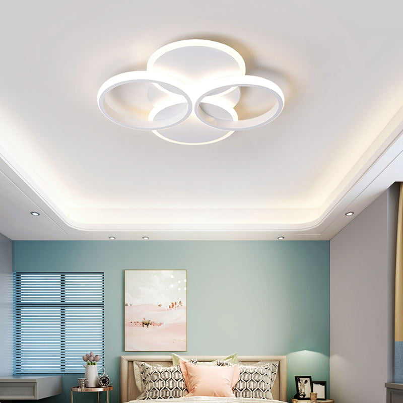 Simple LED Ceiling Mount Lighting Fixture in Warm/White Light with Acrylic Ring - Black/White, 16"/19.5" Width