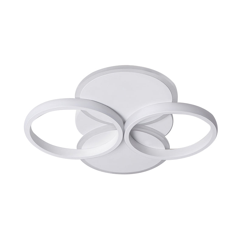 Simple LED Ceiling Mount Lighting Fixture in Warm/White Light with Acrylic Ring - Black/White, 16"/19.5" Width