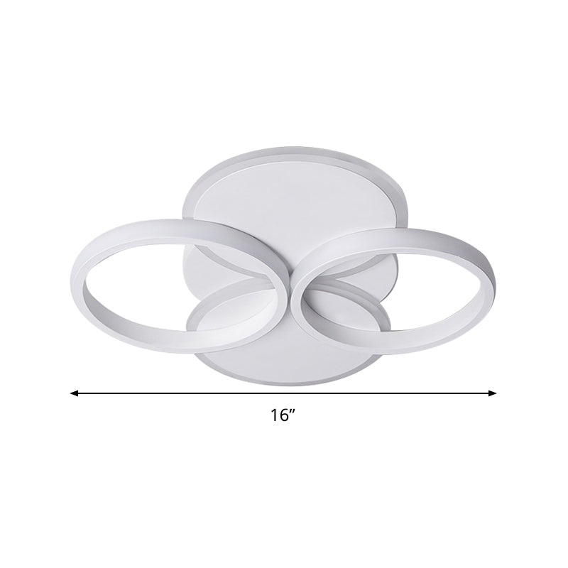 Simple LED Ceiling Mount Lighting Fixture in Warm/White Light with Acrylic Ring - Black/White, 16"/19.5" Width