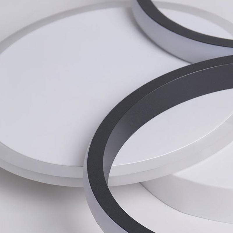 Simple LED Ceiling Mount Lighting Fixture in Warm/White Light with Acrylic Ring - Black/White, 16"/19.5" Width