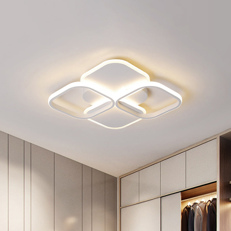 Modern LED Rhombus Ceiling Light in White/Black, 16"/19.5" Wide, Flush Mount Acrylic Lamp