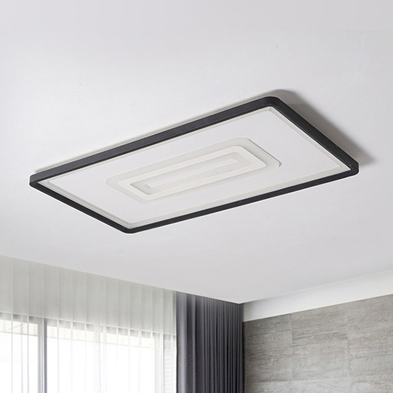 Dual Rectangle Flush Nordic Style Black Metal Light - 35.5"/43" Width, Warm/White Light, Stepless Dimming with Remote Control - Indoor Fixture