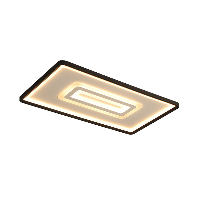 Dual Rectangle Flush Nordic Style Black Metal Light - 35.5"/43" Width, Warm/White Light, Stepless Dimming with Remote Control - Indoor Fixture