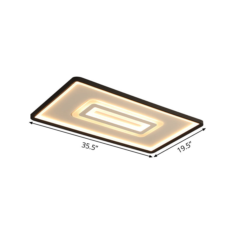 Dual Rectangle Flush Nordic Style Black Metal Light - 35.5/43 Width Warm/White Stepless Dimming With