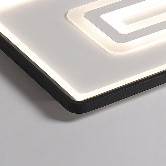 Dual Rectangle Flush Nordic Style Black Metal Light - 35.5/43 Width Warm/White Stepless Dimming With