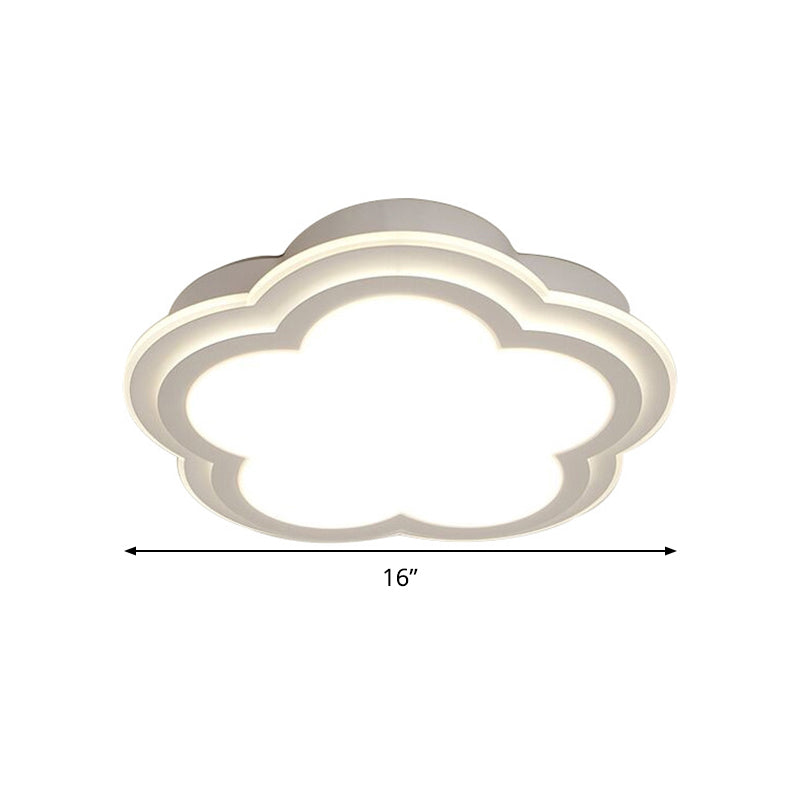 Simple Cloud Shade LED Ceiling Light - White Acrylic Flush Mount Lamp (16"/19.5"/23.5") - Warm/White Light