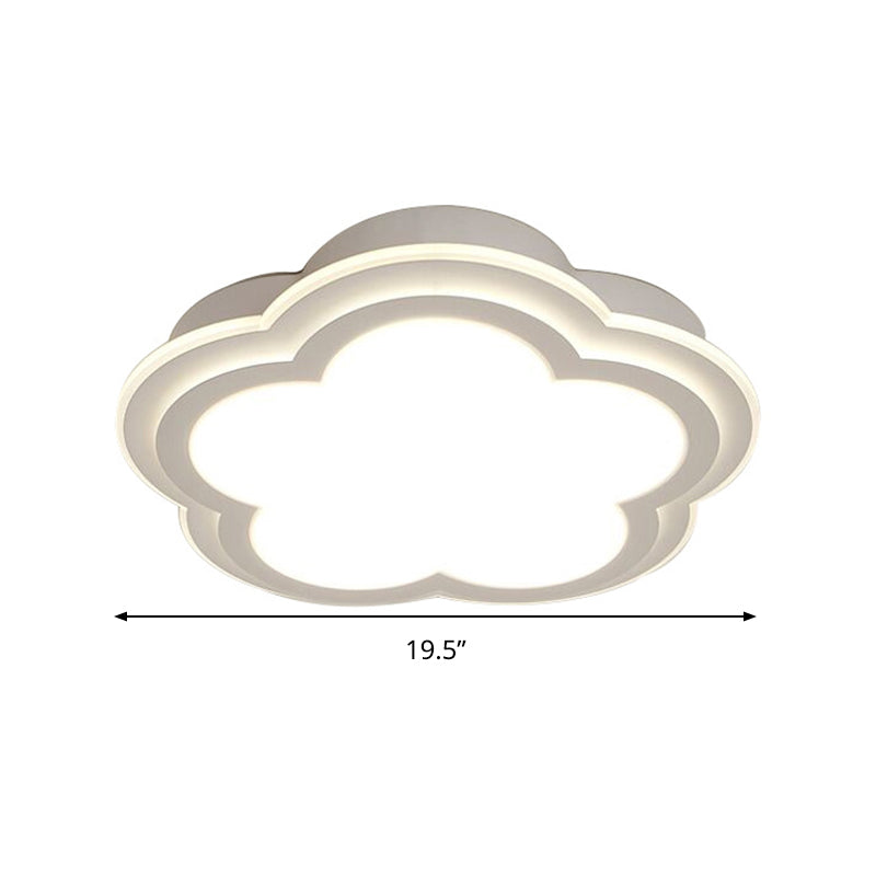 Simple Cloud Shade LED Ceiling Light - White Acrylic Flush Mount Lamp (16"/19.5"/23.5") - Warm/White Light