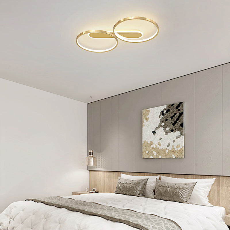 Modern Acrylic LED Gold Flush Mount Ceiling Light with Halo-Like Ring Design in Warm/White Light, 22.5"/31" Long