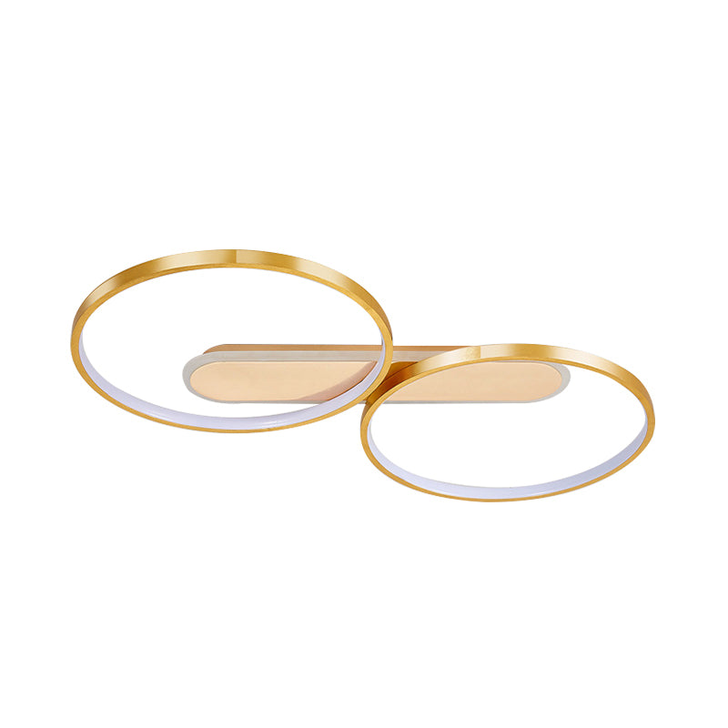 Modern Acrylic LED Gold Flush Mount Ceiling Light with Halo-Like Ring Design in Warm/White Light, 22.5"/31" Long