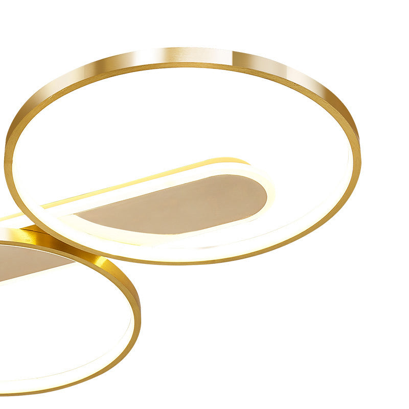 Modern Acrylic LED Gold Flush Mount Ceiling Light with Halo-Like Ring Design in Warm/White Light, 22.5"/31" Long