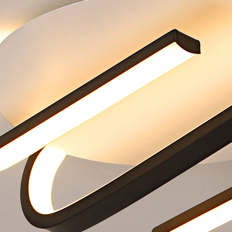 Modernist LED Black and White Curved Ceiling Mount Lamp with Warm/White Light