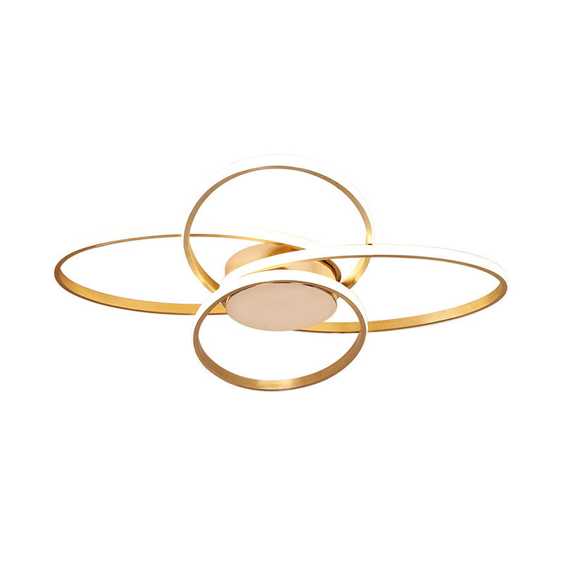 Gold Flush Mount Nordic LED Ceiling Light for Living Room with Overlapping Acrylic Design