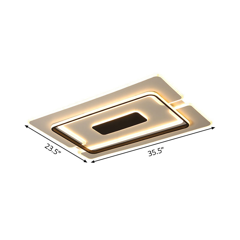 Modernist LED Aluminum Flushmount Ceiling Lamp - 35.5"/45" Wide, Black Long Frame, Warm/White Light, Remote Control Dimming