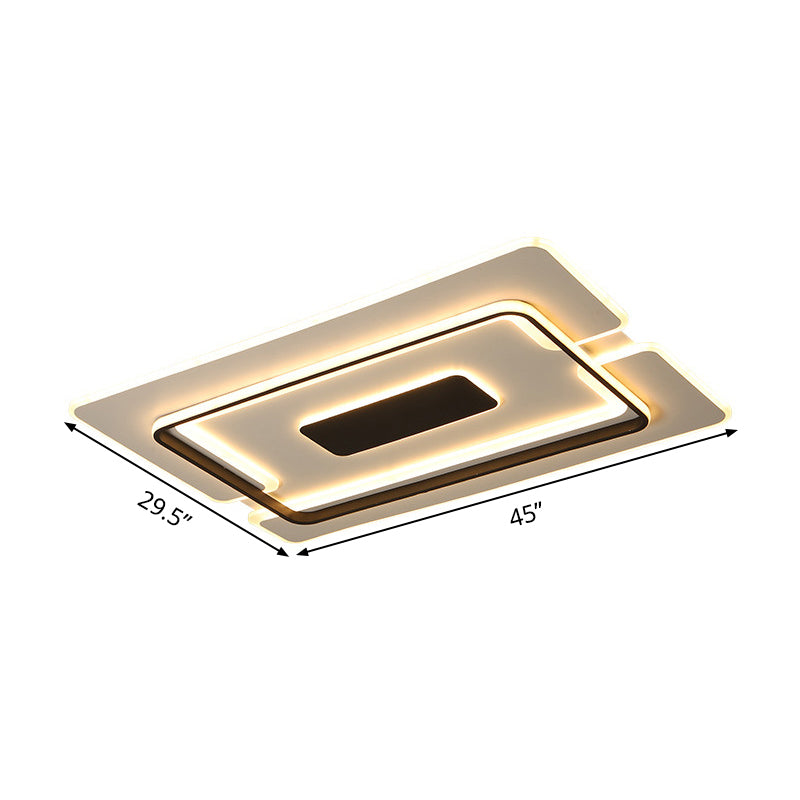 Modernist LED Aluminum Flushmount Ceiling Lamp - 35.5"/45" Wide, Black Long Frame, Warm/White Light, Remote Control Dimming