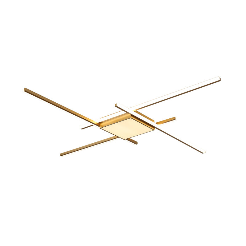 Modern Gold LED Ceiling Mounted Flush Mount Lamp with Acrylic Shade - 69"/82.5"W Linear