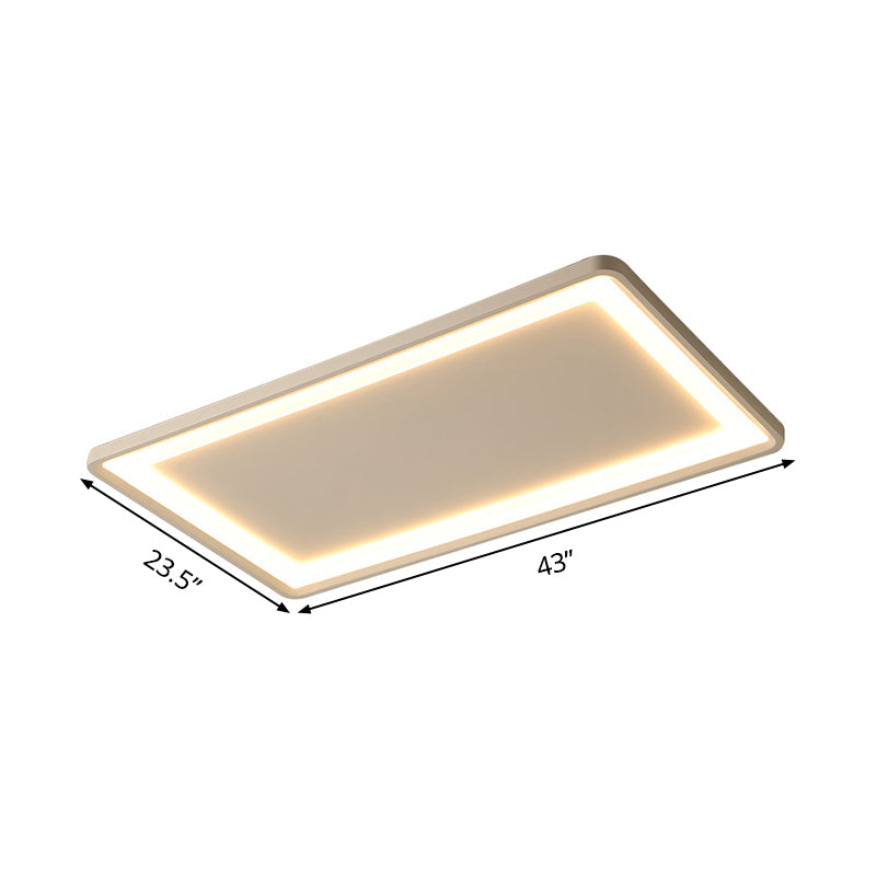 35.5"/43" White Rectangle LED Flush Ceiling Light with Frosted Acrylic Shade - Warm/White Light, Remote Control, Stepless Dimming