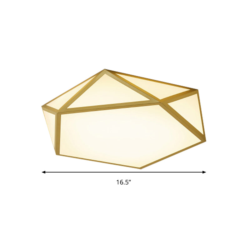 Gold Pentagon Ceiling Light - Nordic LED Flush Mount Lamp for Bedroom - Wide 16.5"/20.5