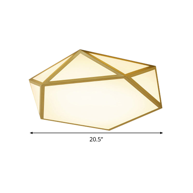 Gold Pentagon Ceiling Light - Nordic LED Flush Mount Lamp for Bedroom - Wide 16.5"/20.5