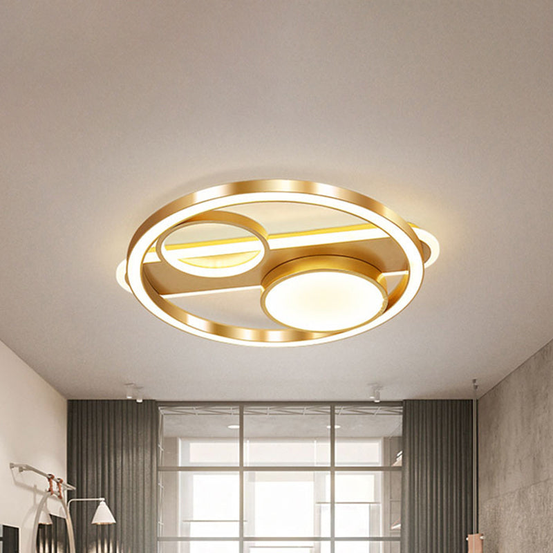 Gold Round Nordic LED Ceiling Light - 18"/23.5" - Warm/White Light - Living Room