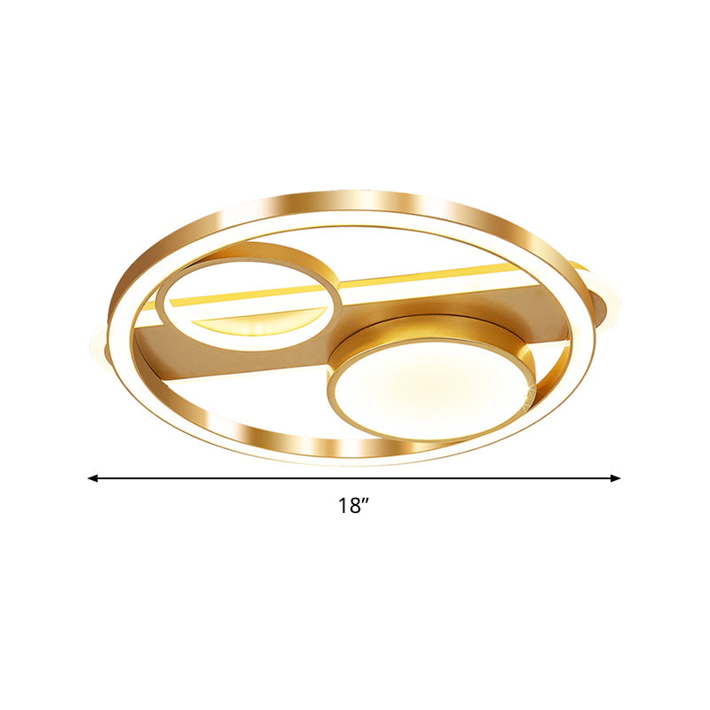 Gold Round Nordic LED Ceiling Light - 18"/23.5" - Warm/White Light - Living Room