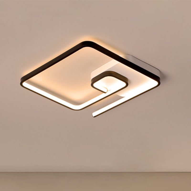 Nordic Squared Flush Lighting Slim Acrylic LED Ceiling Flush Mount - 16.5"/20.5" W, White/Black, Warm/White Light
