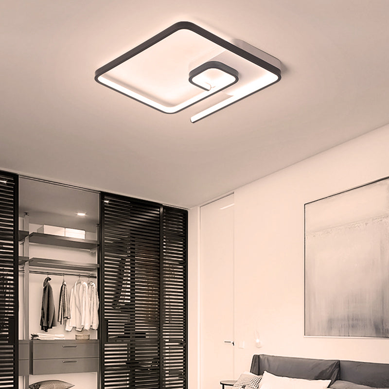 Nordic Squared Flush Lighting Slim Acrylic LED Ceiling Flush Mount - 16.5"/20.5" W, White/Black, Warm/White Light