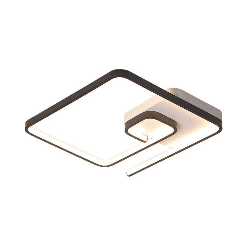 Nordic Squared Flush Lighting Slim Acrylic LED Ceiling Flush Mount - 16.5"/20.5" W, White/Black, Warm/White Light