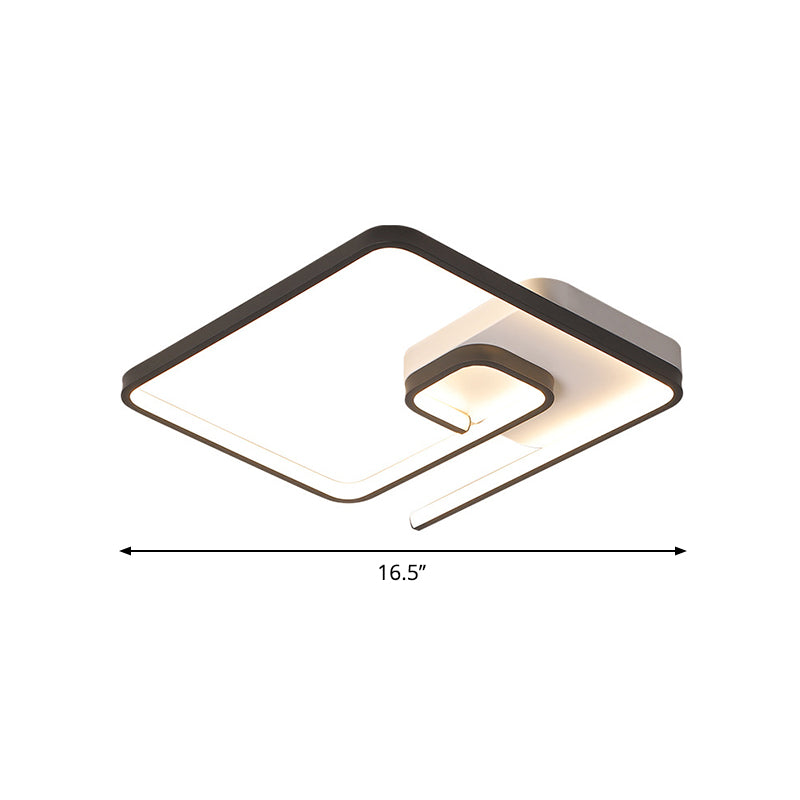 Nordic Squared Flush Lighting Slim Acrylic LED Ceiling Flush Mount - 16.5"/20.5" W, White/Black, Warm/White Light