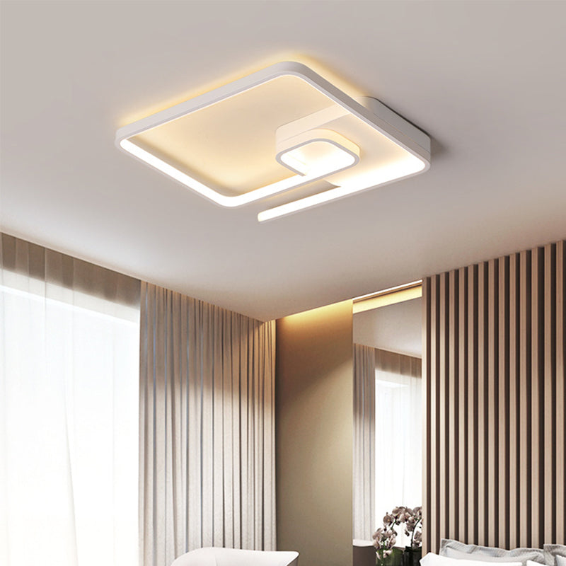 Nordic Squared Flush Lighting Slim Acrylic LED Ceiling Flush Mount - 16.5"/20.5" W, White/Black, Warm/White Light