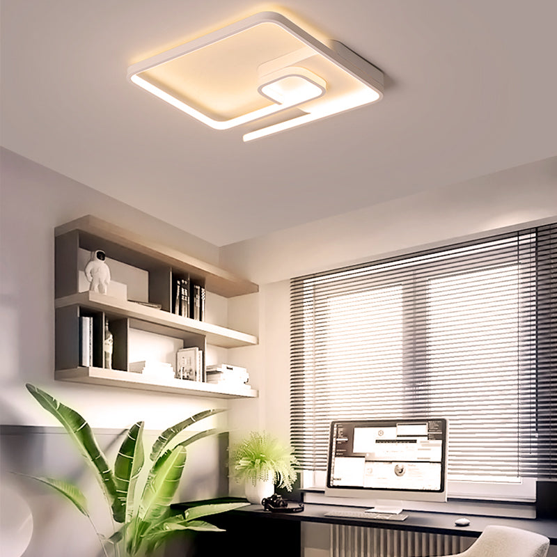 Nordic Squared Flush Lighting Slim Acrylic LED Ceiling Flush Mount - 16.5"/20.5" W, White/Black, Warm/White Light