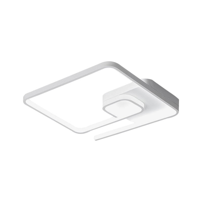 Nordic Squared Flush Lighting Slim Acrylic LED Ceiling Flush Mount - 16.5"/20.5" W, White/Black, Warm/White Light