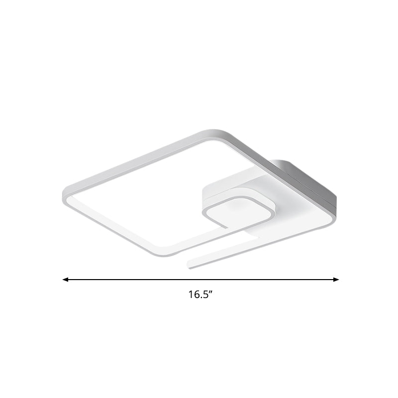 Nordic Squared Flush Lighting Slim Acrylic LED Ceiling Flush Mount - 16.5"/20.5" W, White/Black, Warm/White Light