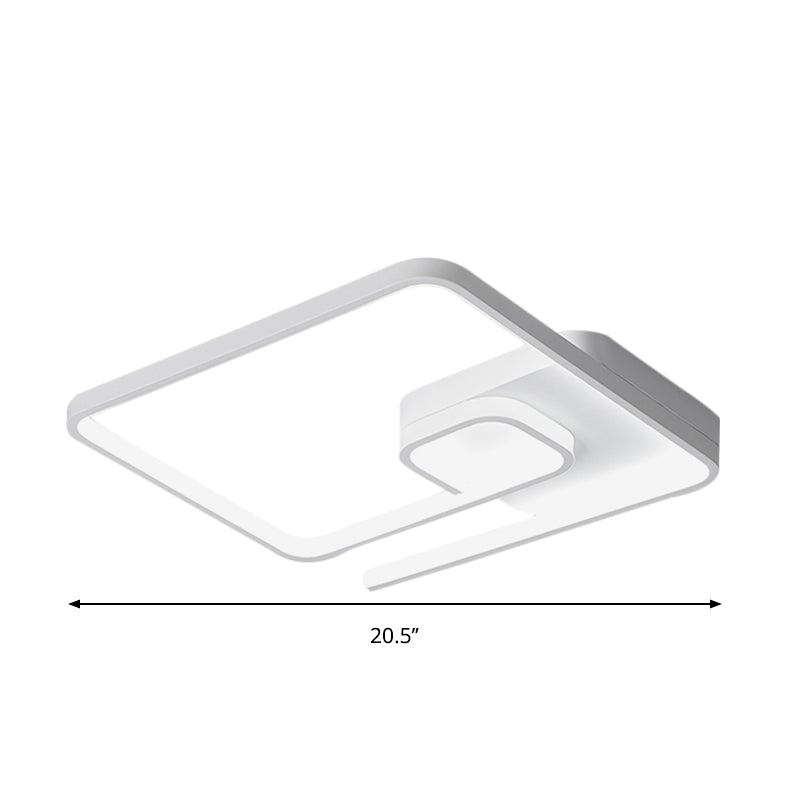 Nordic Squared Flush Lighting Slim Acrylic LED Ceiling Flush Mount - 16.5"/20.5" W, White/Black, Warm/White Light
