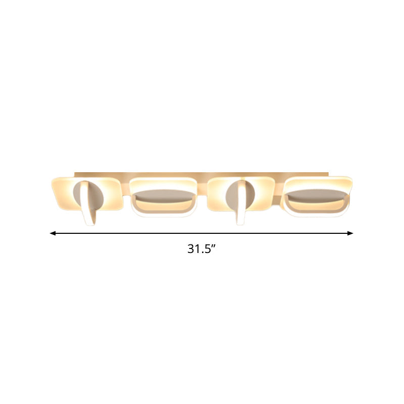 Modern Style LED Linear Ceiling Light, Flushmount Design in Warm/White Light, 31.5"/39" W - White Acrylic