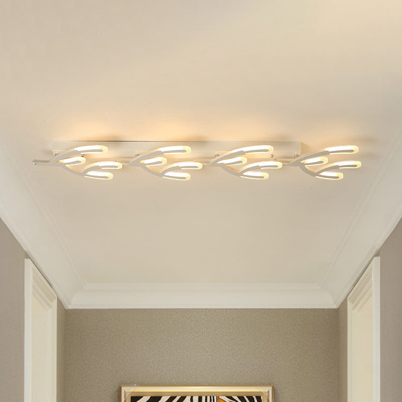 White Acrylic LED Coral Flush Mount Lamp - Minimalist 4/5-Head Ceiling Lighting for Living Room in Warm/White Light