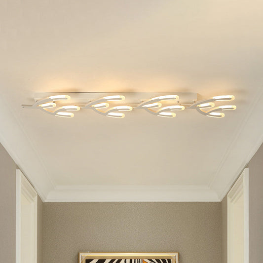 White Acrylic LED Coral Flush Mount Lamp - Minimalist 4/5-Head Ceiling Lighting for Living Room in Warm/White Light