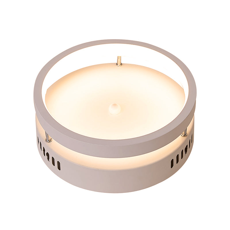 Mini lampe LED ronde en métal à encastrer - Éclairage de plafond blanc de style simple avec lumière chaude/blanche