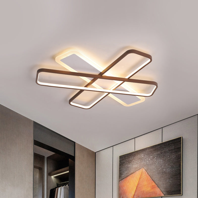 Modern Coffee Overlapped Ceiling Flush Lamp 23.5"/39" - Super Thin Acrylic, Warm/White LED