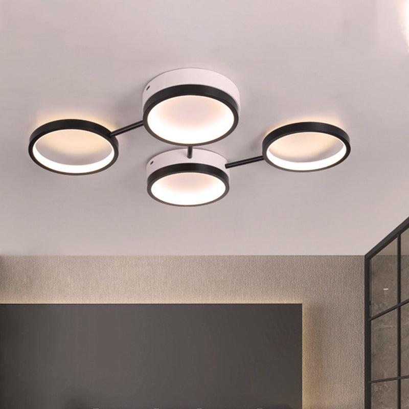 Nordic Acrylic LED Flush Light: Black Molecular Design, 4/5 Light Options, Warm/White, Ideal for Living Room Ceiling