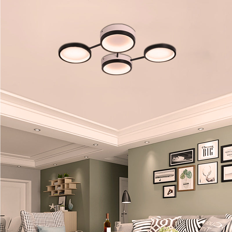 Nordic Acrylic LED Flush Light: Black Molecular Design, 4/5 Light Options, Warm/White, Ideal for Living Room Ceiling