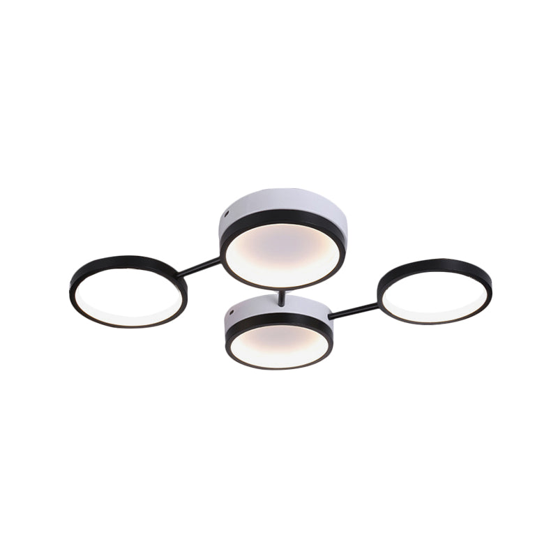 Nordic Acrylic LED Flush Light: Black Molecular Design, 4/5 Light Options, Warm/White, Ideal for Living Room Ceiling
