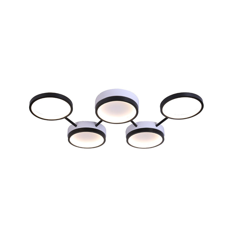 Nordic Acrylic LED Flush Light: Black Molecular Design, 4/5 Light Options, Warm/White, Ideal for Living Room Ceiling