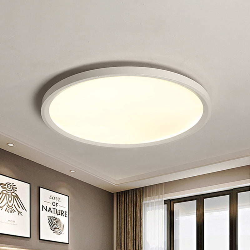 Minimalist White Disc Flush Light - Super Thin Acrylic LED Ceiling Lamp 16"/19.5"/23.5" Dia - Warm/White Light - Remote Control Dimming