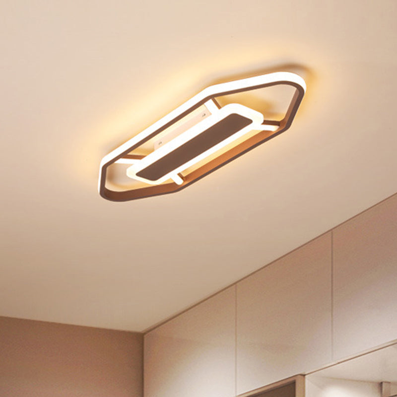 Minimalist Coffee Pencil Shape Ceiling Light - LED Metal Flush Mount Lighting (23.5"/31.5"/39") - Warm/White Light