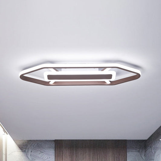 Minimalist Coffee Pencil Shape Ceiling Light - LED Metal Flush Mount Lighting (23.5"/31.5"/39") - Warm/White Light