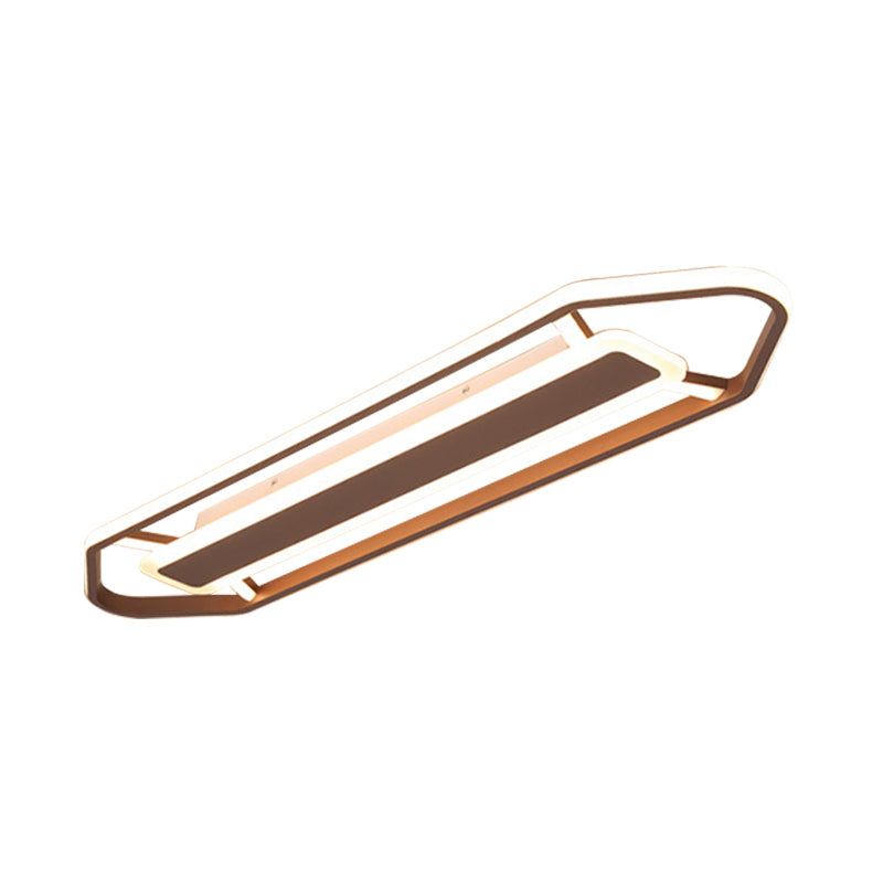 Minimalist Coffee Pencil Shape Ceiling Light - LED Metal Flush Mount Lighting (23.5"/31.5"/39") - Warm/White Light